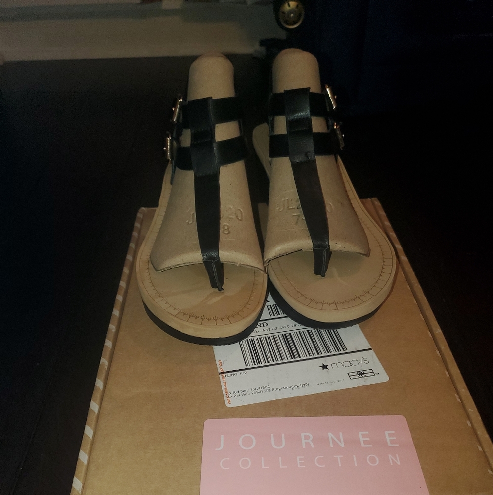 BIANCA BLACK WEDGE HEELS BY LANZ SIZE 7.5